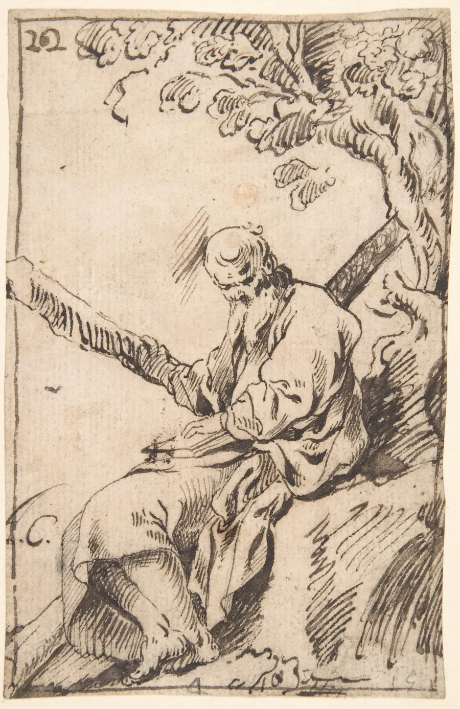 Figure of St. Andrew seated in a Landscape by Antonio del Castillo y Saavedra