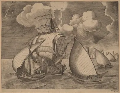 A Fleet of Galleys Escorted by a Caravel
