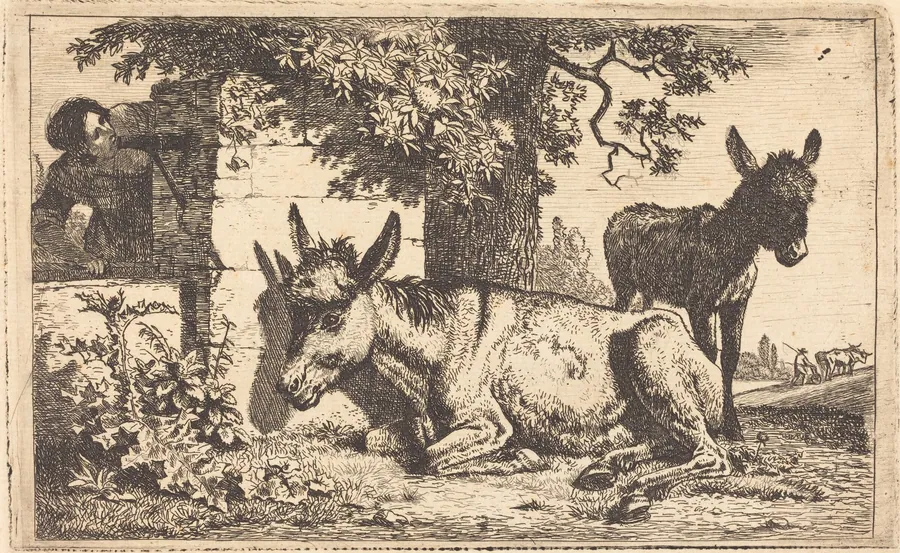 A Donkey by a Water Well by Jean-Louis Demarne