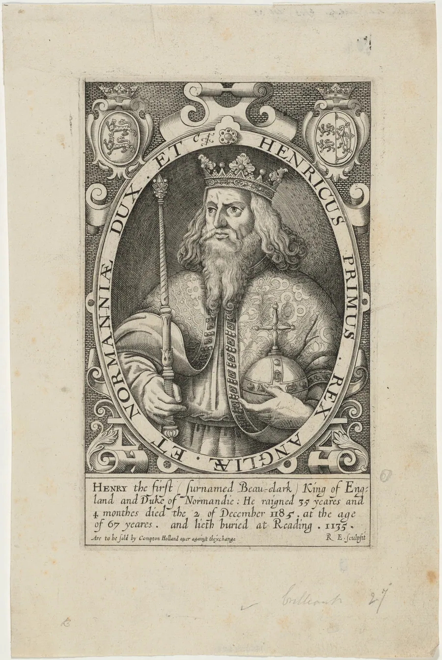 Henry I of England by Renold Elstrack
