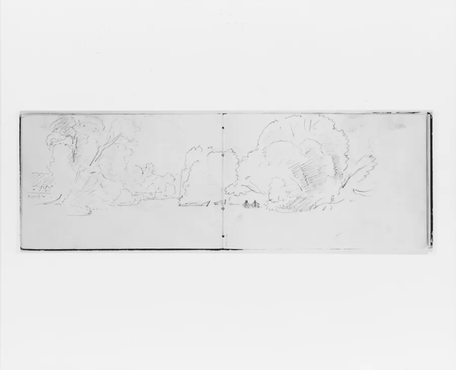 Tree Landscape with Camp (from Sketchbook X) by William Trost Richards