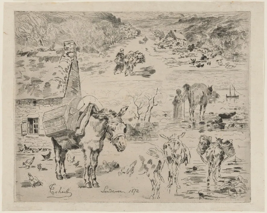 Feuillets d'album (Donkey Sketch) by Félix-Hilaire Buhot