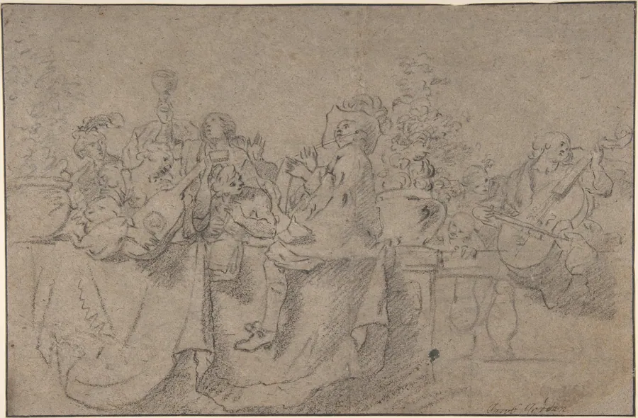 Recto: The ConcertVerso: Seated Male Nude by Johann Liss