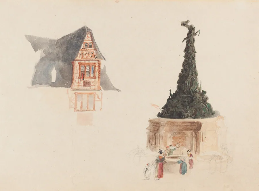 A Fountain and a Facade in Austria by John Skinner Prout