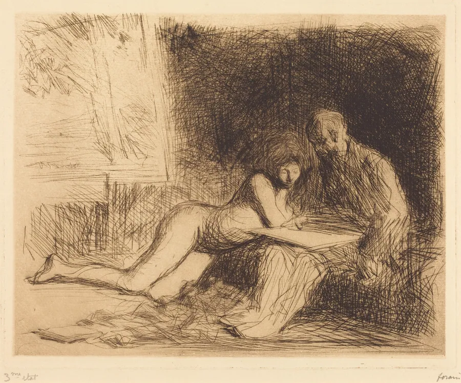Le repos du modèle (4e planche) (The Model's Rest) (fourth plate) by Jean-Louis Forain
