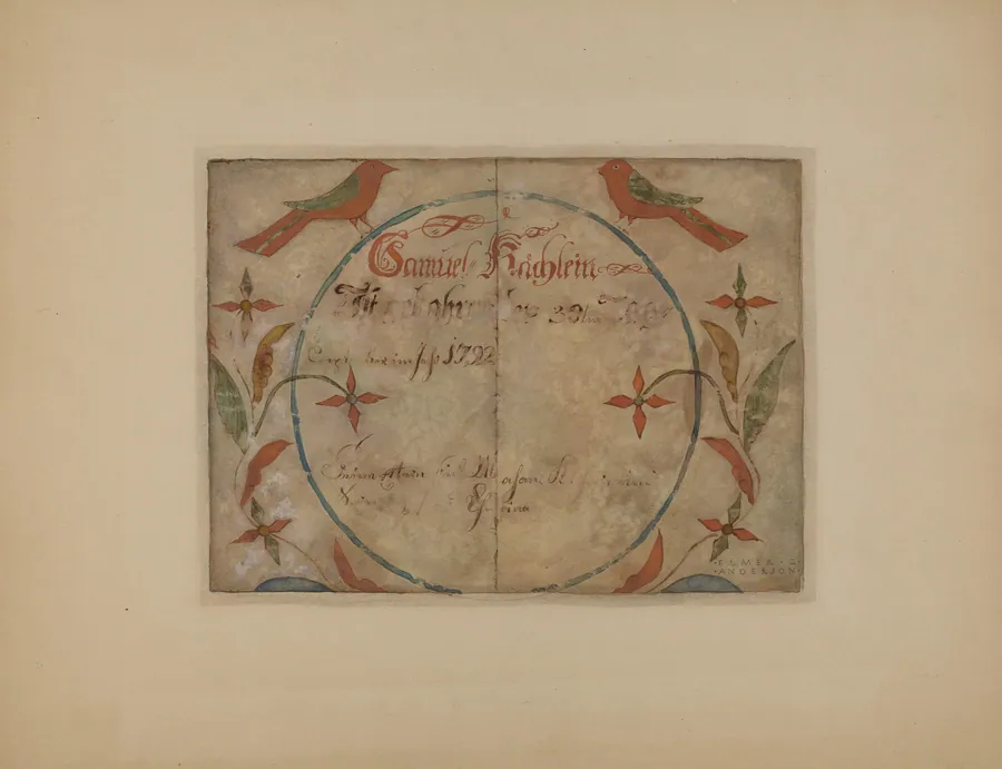 Pa. German Birth Certificate by Elmer G. Anderson
