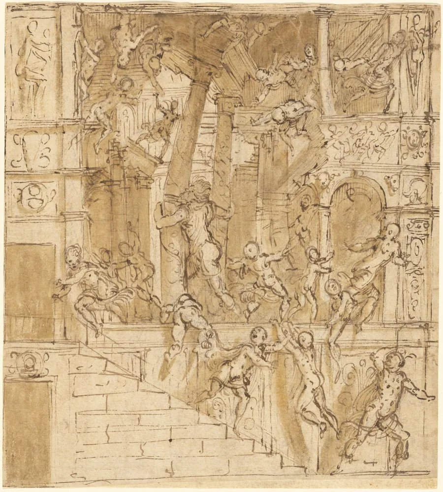 Samson Destroying the Temple by Lattanzio Gambara