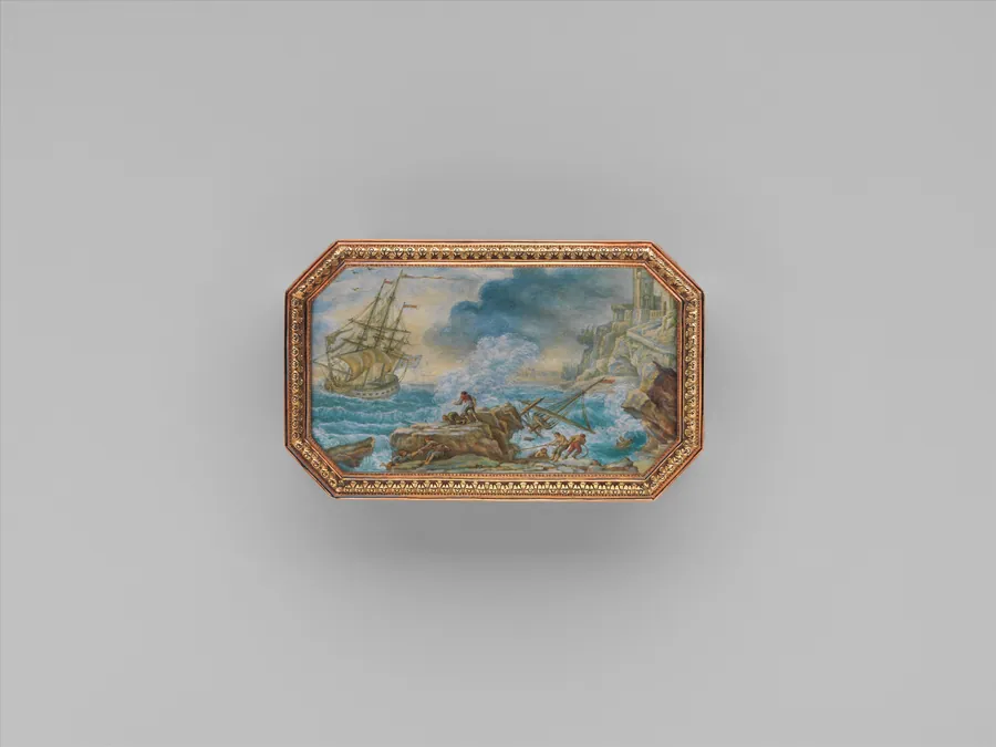 Snuffbox with six maritime scenes by Dominique-François Poitreau
