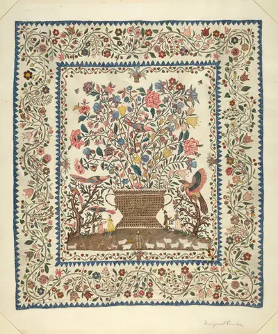 Applique and Embroidered Coverlet