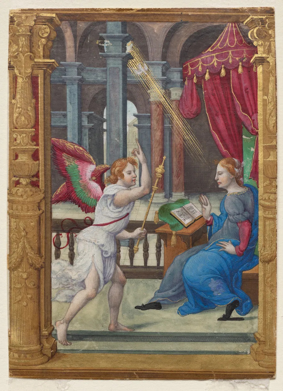The Annunciation (Matins, Office of the Virgin): Leaf from a Book of Hours (1 of 3 Excised Leaves) by Noël Bellemare