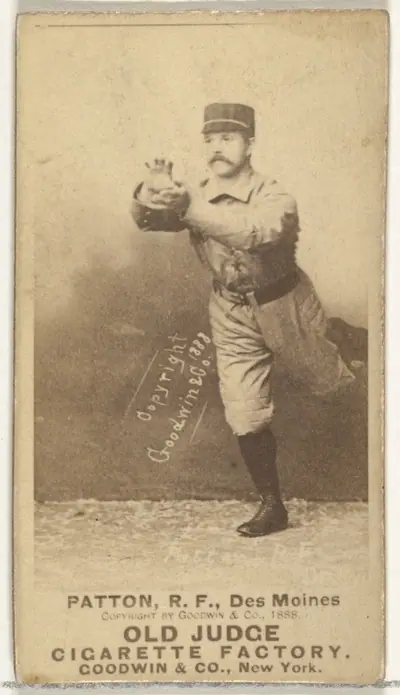 Patton, Right Field, Des Moines Prohibitionists, from the Old Judge series (N172) for Old Judge Cigarettes