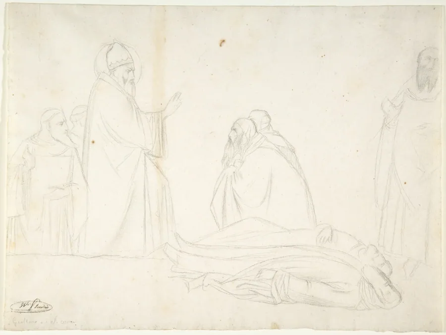 Miracle of St. Sylvester; the Raising of Two Pagan Priests, after Maso di Banco, S. Croce, Florence by Maso di Banco