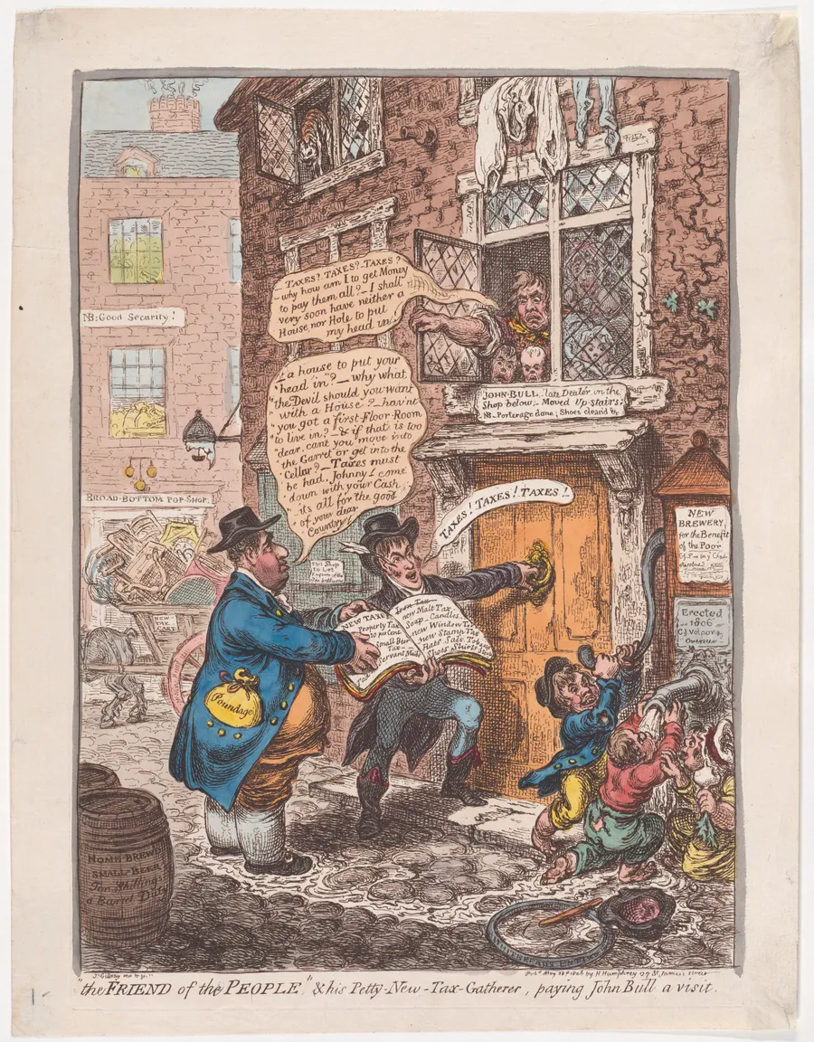 "The Friend of the People" & his Petty New Tax Gatherer, Paying John Bull a Visit by James Gillray