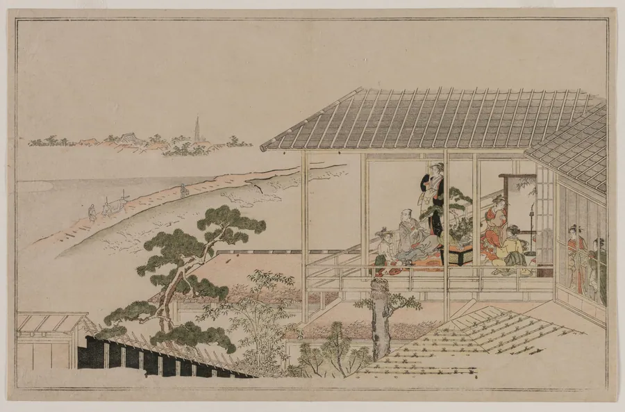 Moonrise Over the Nihon Embankment and the Yoshiwara by Kitagawa Utamaro