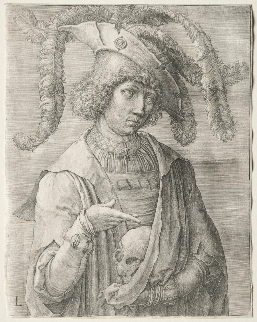 Portrait of a Young Man with a Skull by Lucas van Leyden
