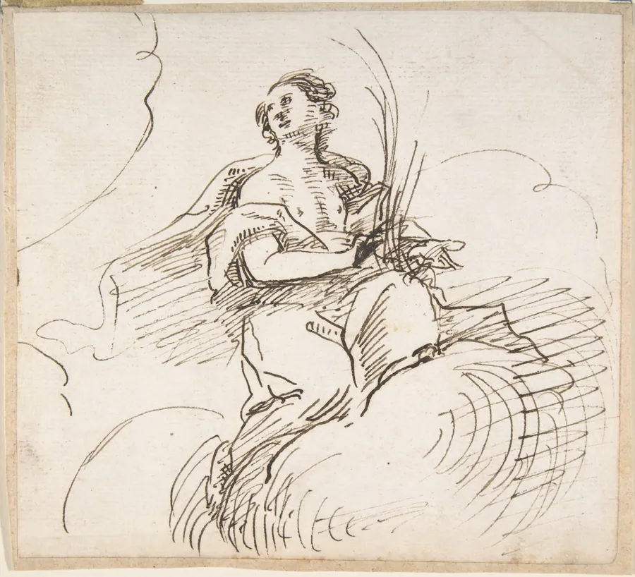 Angel with Palm Seated on Clouds by Pedro  Duque Cornejo