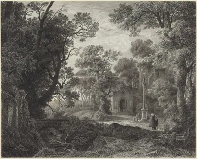 A Woodland Chapel at Evening