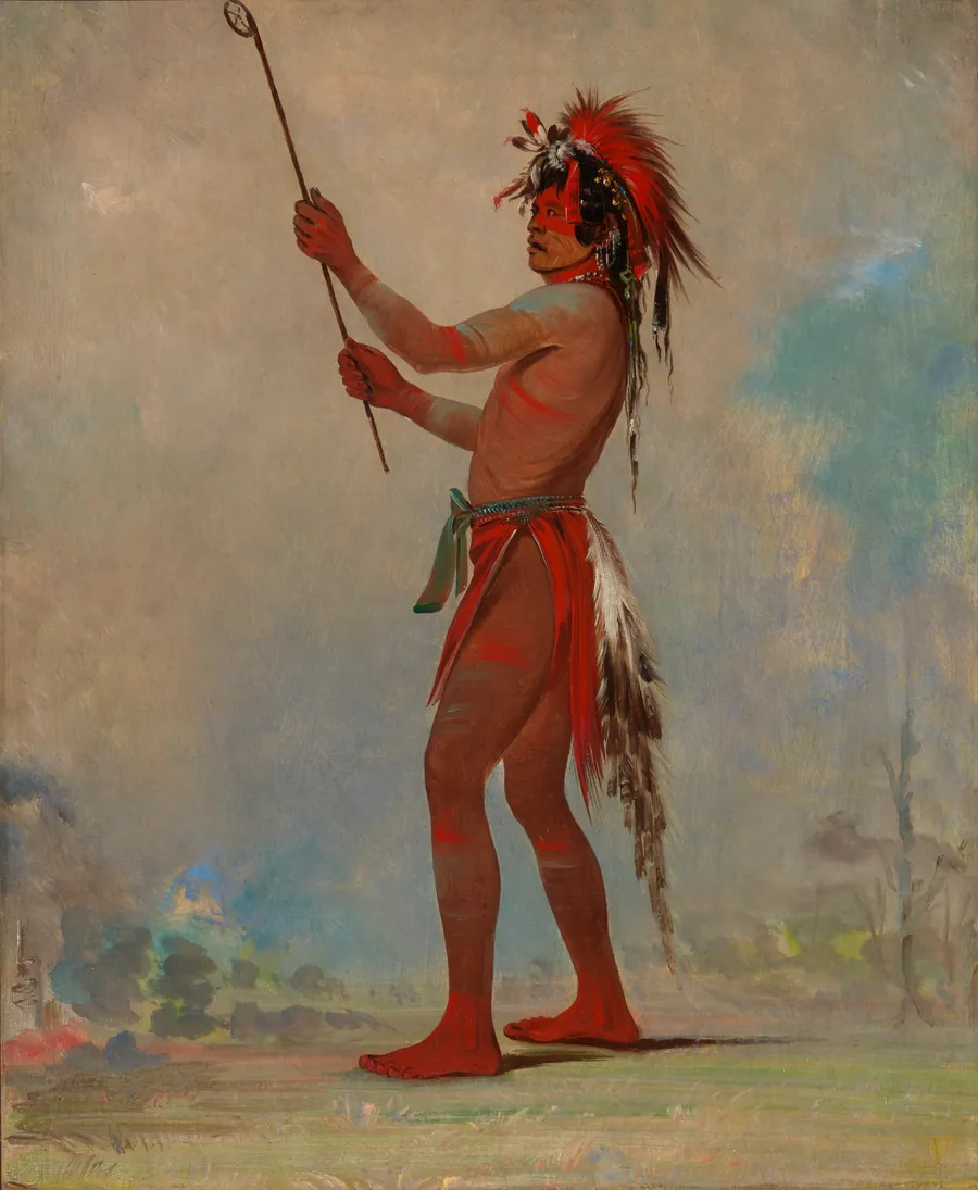 We-chúsh-ta-dóo-ta, Red Man, a Distinguished Ball Player by George Catlin, born Wilkes-Barre, PA 1796-died Jersey City, NJ 1872