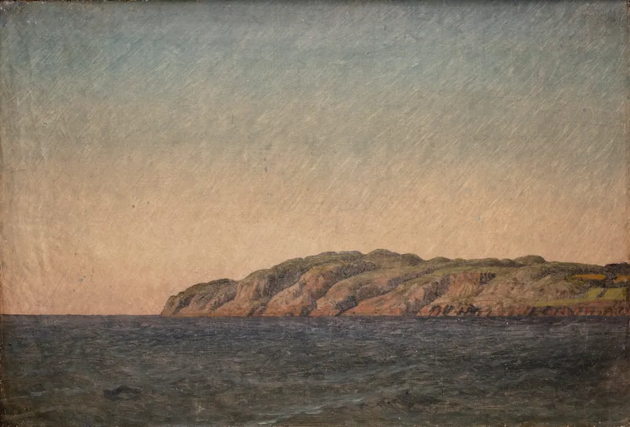 Parti af Kullen fra søen udfor Mølleleje by C.W. Eckersberg