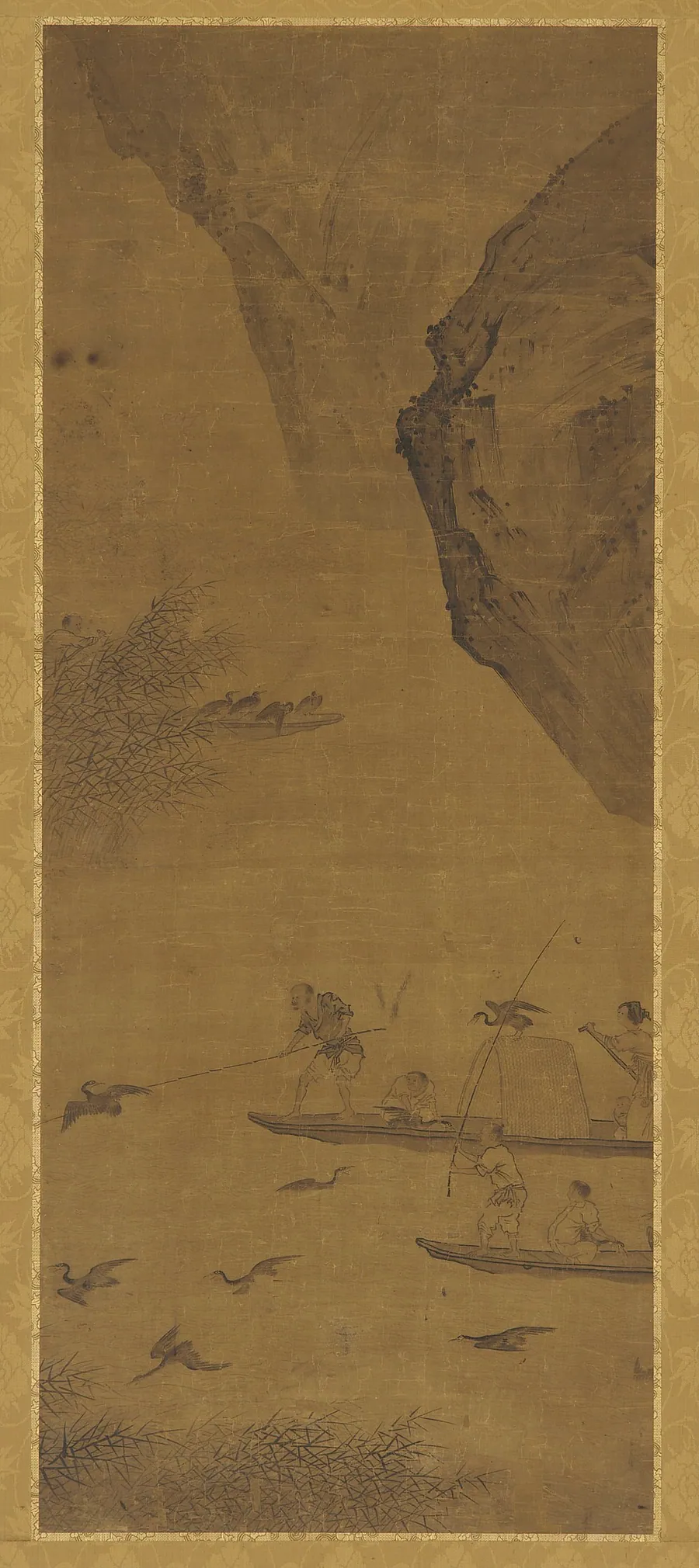 Fishing with cormorants by Formerly attributed to Gong Kai 龔開 (1222-1307)