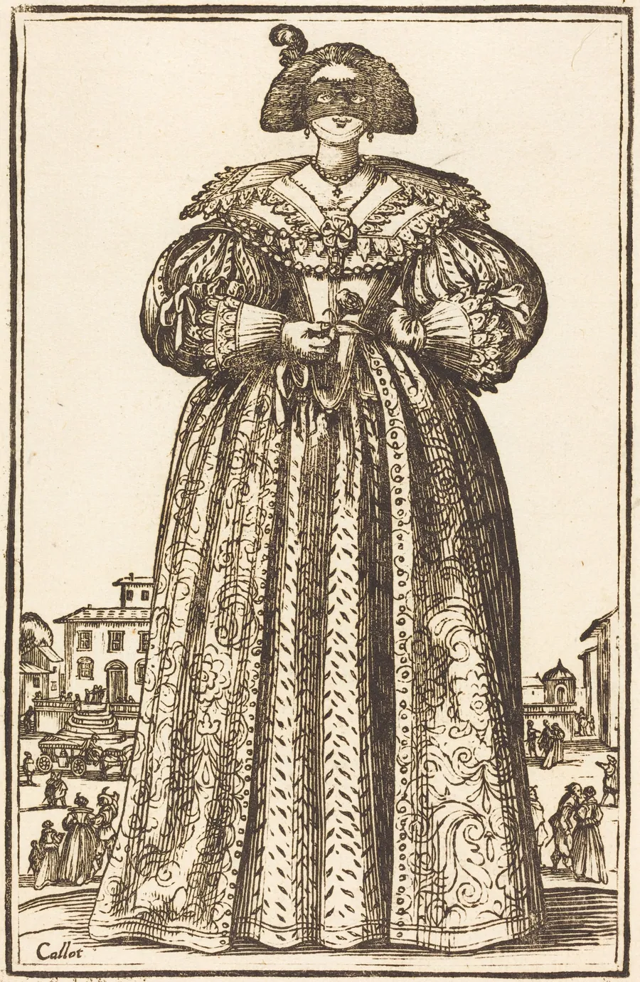 Masked Noble Woman by French 17th Century