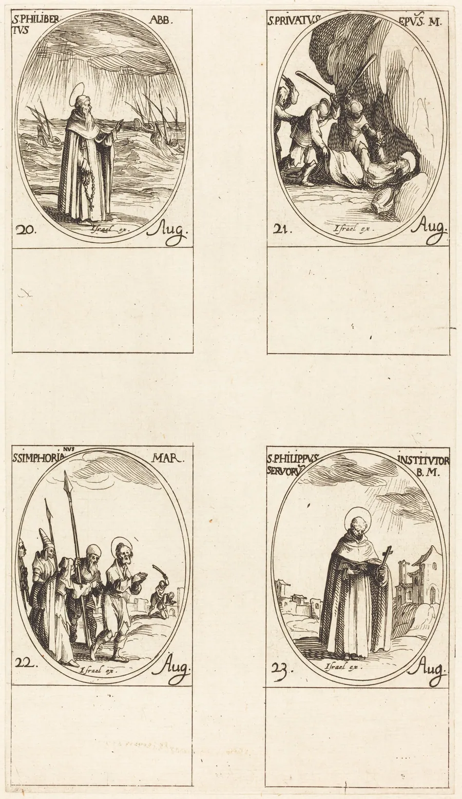 St. Philibert, Abbot; St. Privatus; St. Symphorian; St. Philip by Jacques Callot