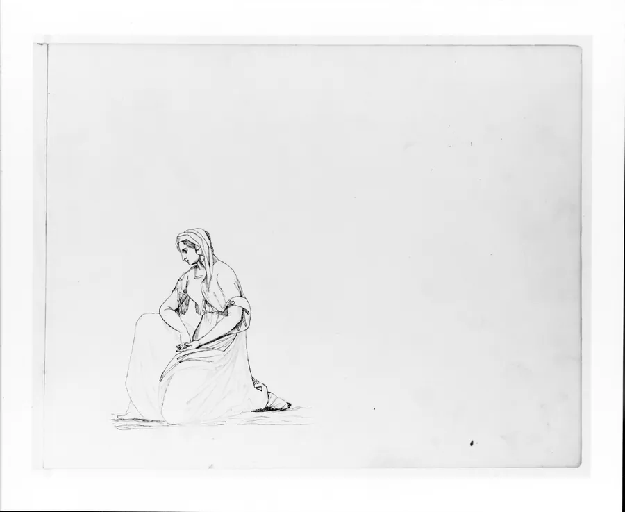 Kneeling Female Figure (from Sketchbook) by John Quincy Adams Ward