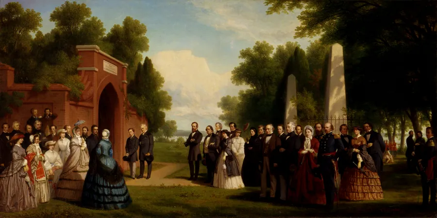 Visit of the Prince of Wales, President Buchanan, and Dignitaries to the Tomb of Washington at Mount Vernon, October 1860 by Thomas P. Rossiter, born New Haven, CT 1818-died Cold Spring, NY 1871