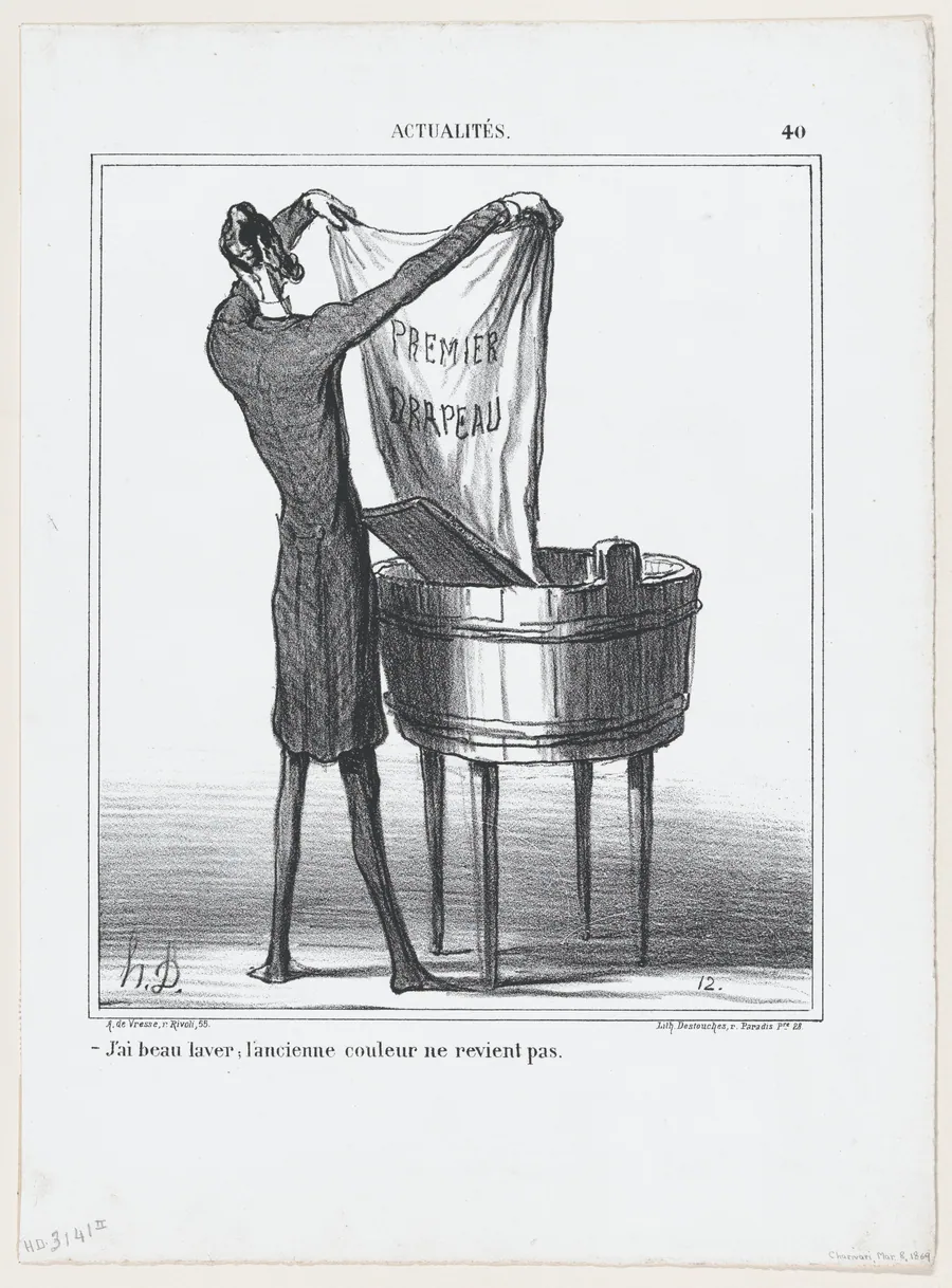 I can wash as much as I want, the old color won't come back, from 'News of the day,' published in "Le Charivari" by Honoré Daumier