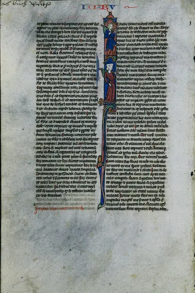 Initial I with Elimelech and Naomi: Leaf from a Latin Bible