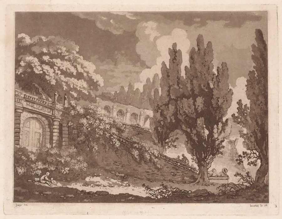 Stairs in an Italian Garden by Jean-Claude-Richard Saint-Non