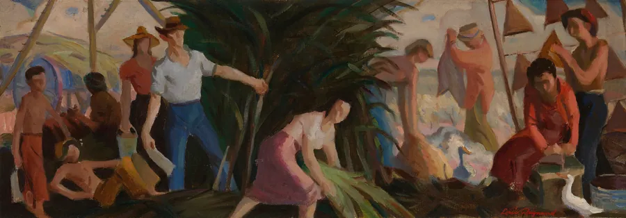 The Harvest (mural study, Abbeville, Louisiana Post Office) by Louis Raynaud, born New Orleans, LA 1905