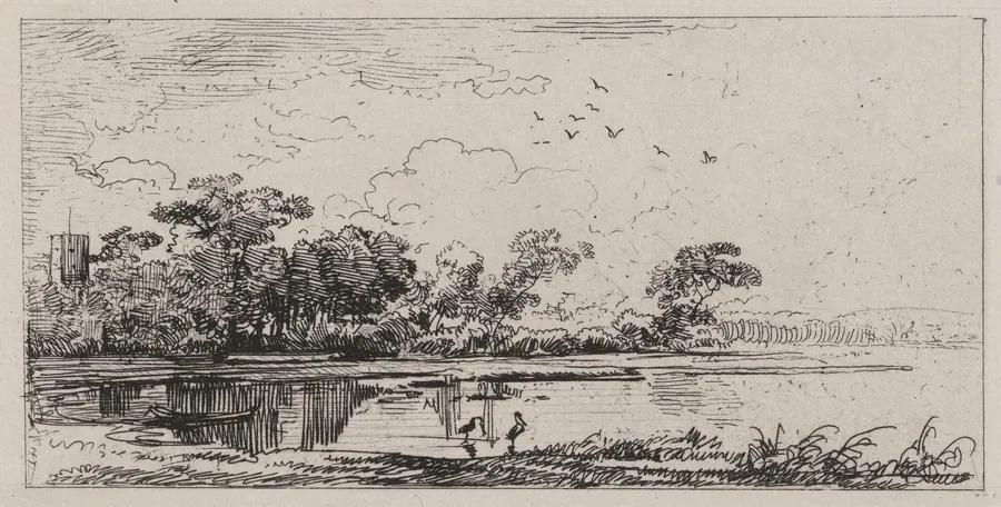 Lowland Marsh with Water Birds by Caspar Johann Nepomuk Scheuren