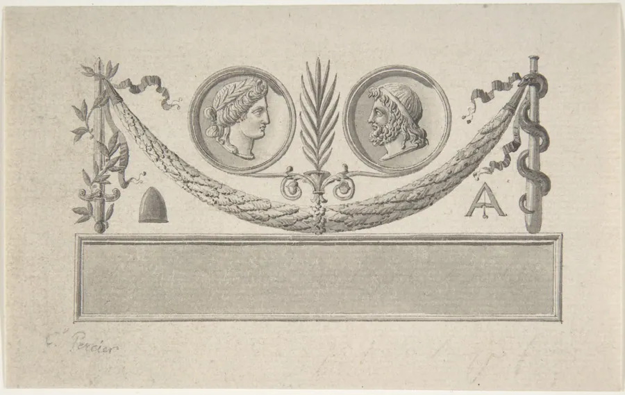 Vignette with Two Portrait Medallions by Charles Percier