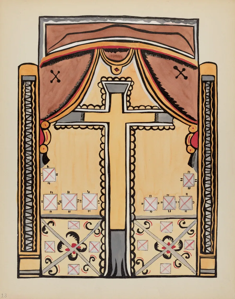 Plate 13: Design with Cross: From Portfolio "Spanish Colonial Designs of New Mexico" by American 20th Century