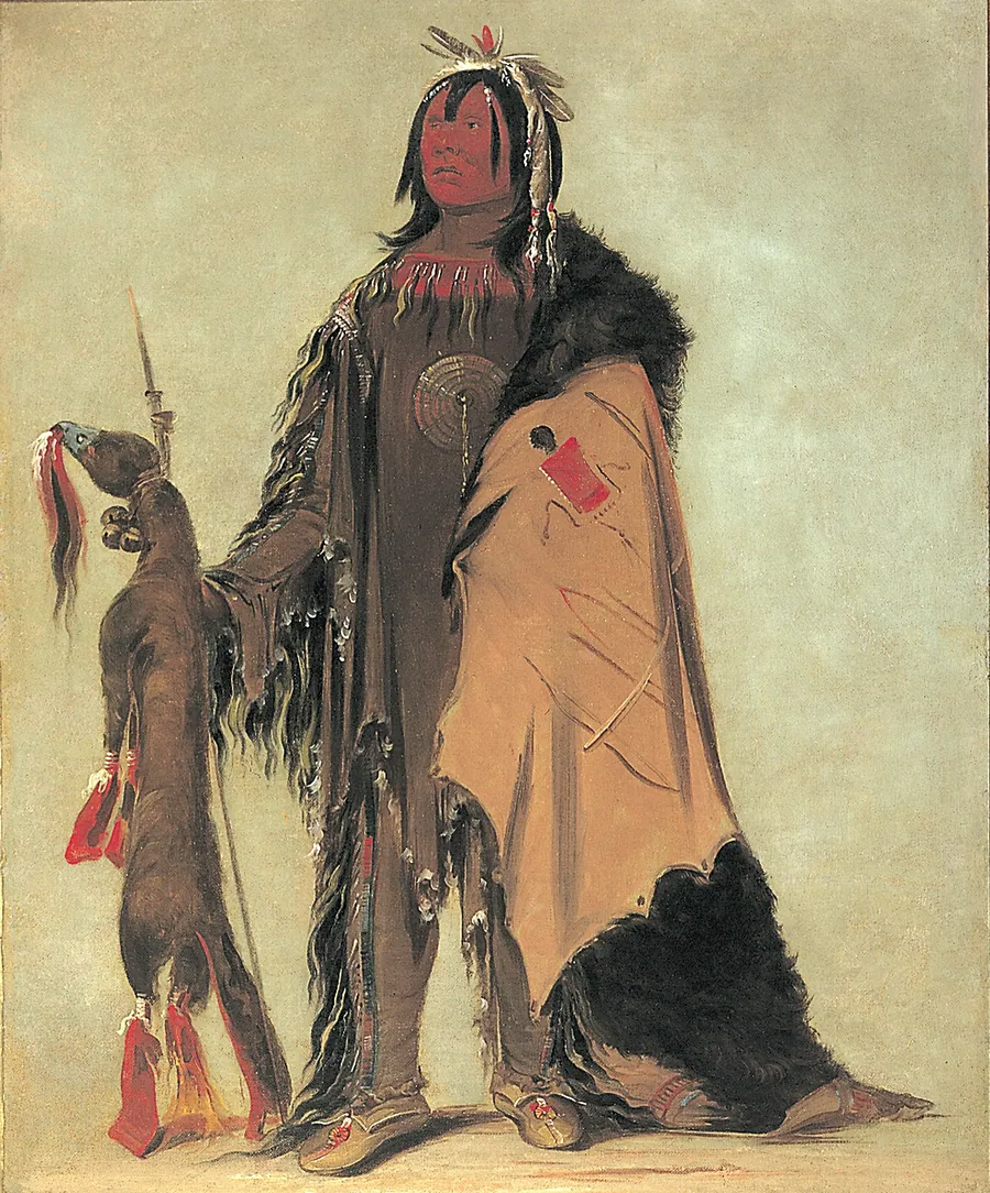In-ne-ó-cose, Buffalo's Child, a Warrior by George Catlin, born Wilkes-Barre, PA 1796-died Jersey City, NJ 1872
