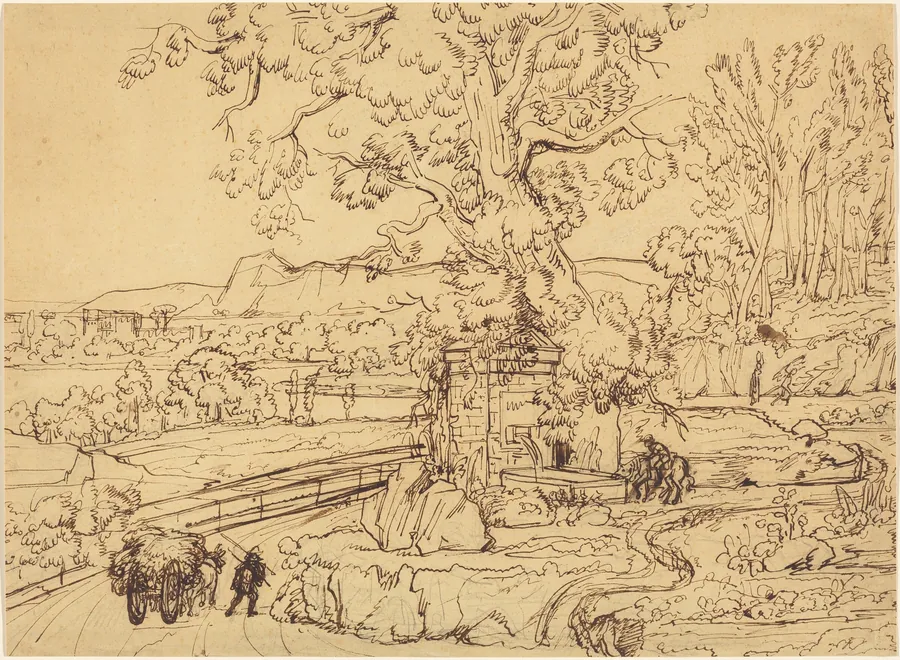 The Roman Campagna with an Ancient Fountain by Joseph Anton Koch