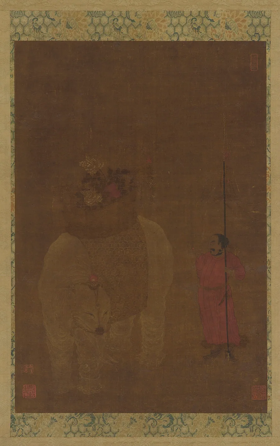 Caparisoned elephant and attendant by Traditionally attributed to Guanxiu (傳)貫休 (822-912)