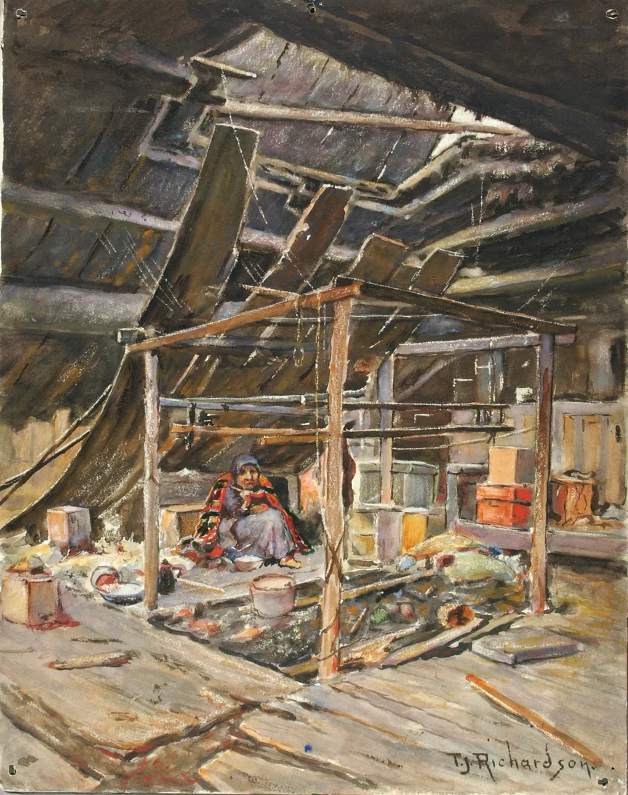 Native Interior by Theodore J. Richardson, born Readfield, ME 1855-died Minneapolis, MN 1914