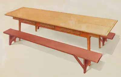Shaker Refectory Table with Benches