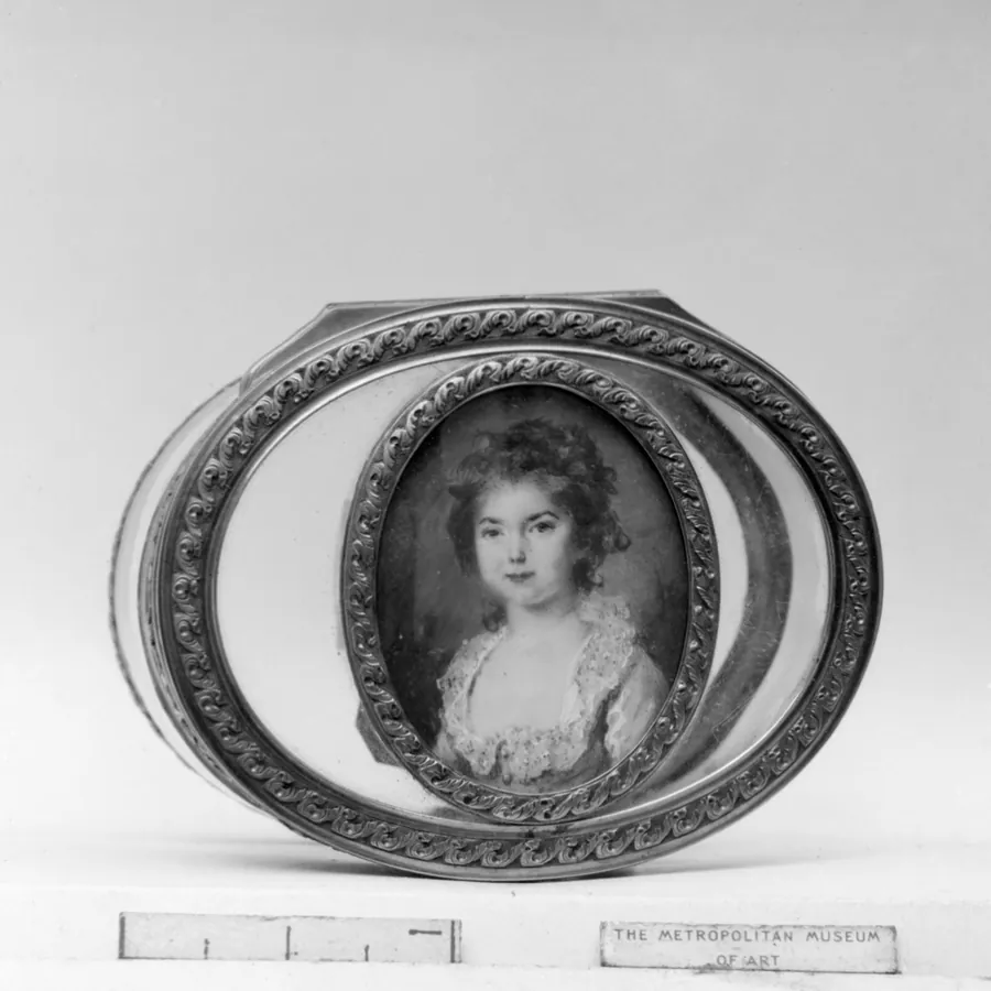 Box with portrait of a young girl with the initials DE by Pierre-Adolphe Hall
