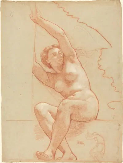 A Female Nude Seated on a Ledge