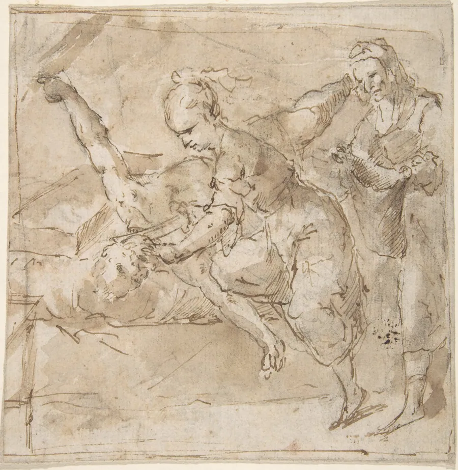 Judith Slaying Holofernes, with Old Woman Servant by Anonymous, Spanish, School of Seville, 17th century