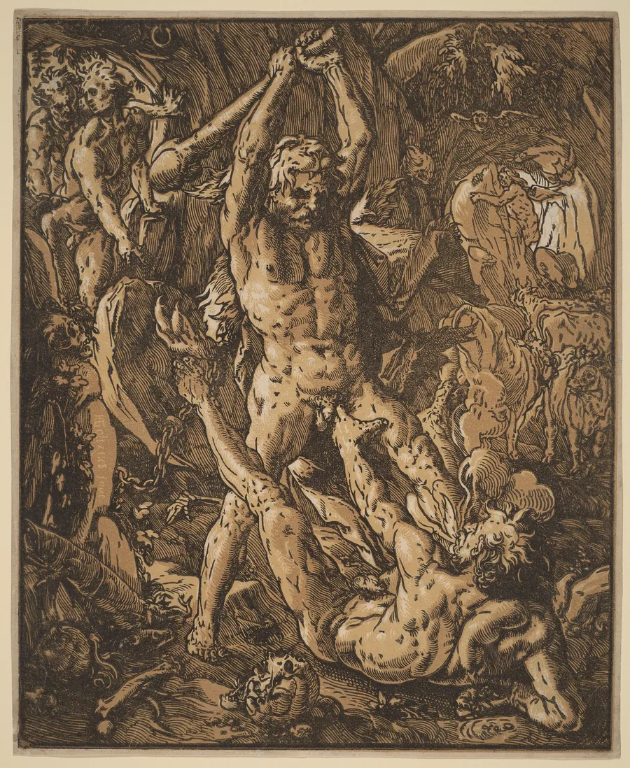 Hercules Killing Cacus by Hendrick Goltzius