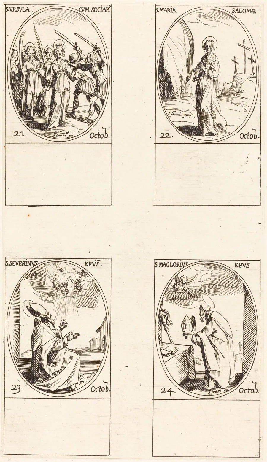St. Ursula and Companions; St. Mary Salome; St. Severinus; St. Maglorius by Jacques Callot