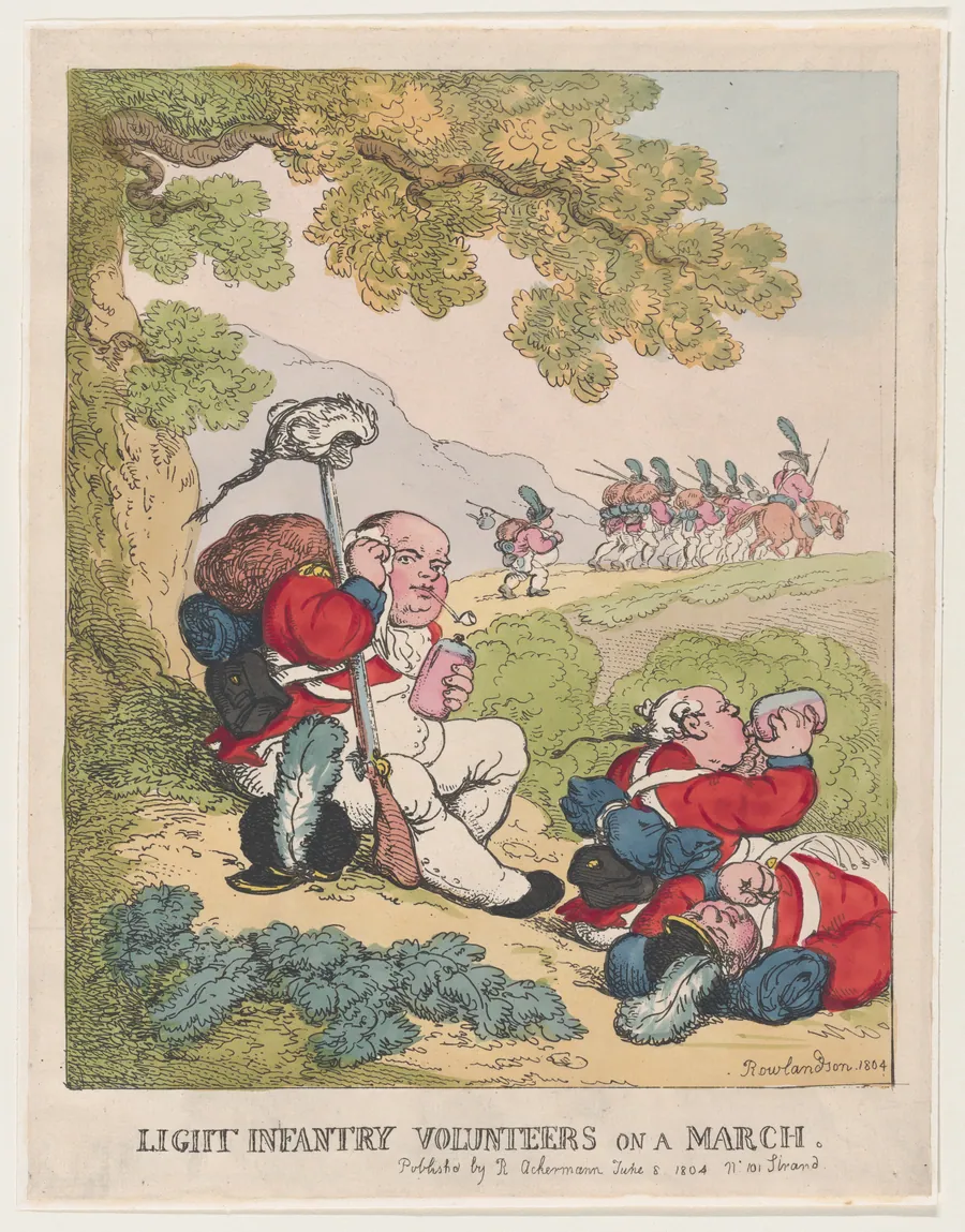 Ligit Infantry Volunteers on a March by Rudolph Ackermann, London