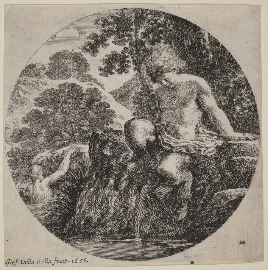 Young Satyr at the Bank of a Stream by Stefano Della Bella