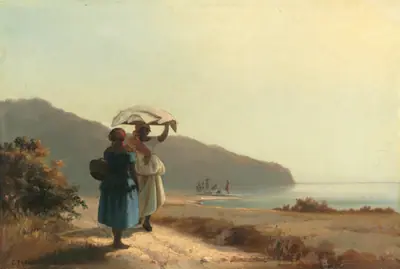 Two Women Chatting by the Sea, St. Thomas