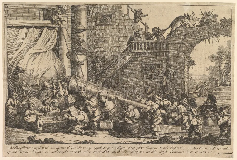 The Punishment Inflicted on Lemuel Gulliver by William Hogarth