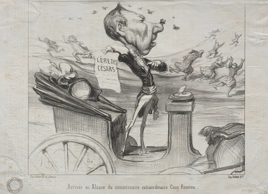 Arrival in Alsace of the extraordinary commissioner, Coco Romieu. by Honoré Daumier